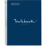 MIQUELRIUS Lot de 5 Cahier Emotions A4, 240p./120 feuilles 90 g/m², reliure intégrale, couverture carton bleu marine, ligné - 8422593485521