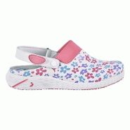 Safety Jogger - Sabots médicaux pour femmes confortables végan DANY avec fleurs OB ESD A SRC E Blanc Taille 40 - 40 blanc matière synthétique 5400