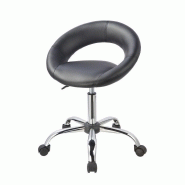Tabouret chaise siège de bureau à roulette avec dossier noir - RETIF