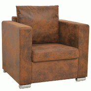 VidaXL Fauteuil marron 82 x 73 x 82 cm en similicuir suédé Modèle Werderia - 244701