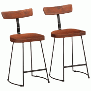 VidaXL Tabourets De Bar Lot De 2 49x43x79 Cm Bois De Manguier Massif - marron 4013526 VidaXL Tabourets De Bar Lot De 2 49x43x79 Cm Bois De Manguier Massif - marron 4013526