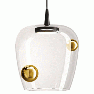 Zafferano Lampe à suspension Bilia 27cm LED TRIAC 8W 2700K Verre soufflé finition Noir et Bronze pour éclairage intérieur au design élégant - mu