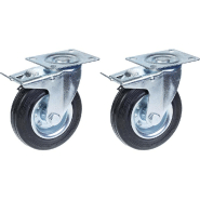 Roulette 125mm 5" à bandage caoutchouc, pivotante avec frein, forte capacité de 240kg, jeu de 2 Roulette 125mm 5" à bandage caoutchouc, pivotante avec frein, forte capacité de 240kg, jeu de 2