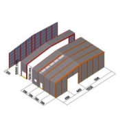 Hangar démontable et totalement récupérable, pliable en kit plenave 20.6 avec façades latérales en tôle d'acier