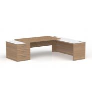 Bureau direction en mélamine avec caisson porteur 3T, l. 250 x p. 200 cm - 3636303RLRLGS - KARA