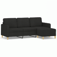 Canapé à 3 places avec repose-pieds Noir 180 cm Tissu Modèle Orion Master Core - 8721012061637