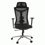 Chaise de bureau / chaise pivotante KAMIAK dossier en maille / assise en tissu noir hjh OFFICE - noir polyester 751017