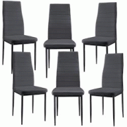 Décoshop26 - 6 x Chaises de salle à manger gris foncé avec rembourrage cuir synthétique 03_0000286 - gris 3000039799781 Décoshop26 - 6 x Chaises de salle à manger gris foncé avec rembourrage cuir synthétique 03_0000286 - gris 3000039799781