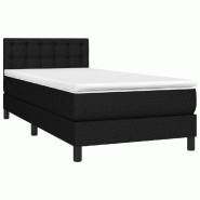 Décoshop26 - Cadre de lit LED avec sommier tête de lit matelas 80x200cm tissu noir TDL0209103 - noir 3001673347765