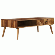 Décoshop26 - Table basse avec 1 compartiment de rangement et 1 tiroir design moderne et contemporaine 110 x 50 x 37 cm bois marron DEC038272 - marron