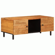 Décoshop26 - Table basse de salon design rustique 100 x 54 x 40 cm bois massif d'acacia et fer DEC036948 - Bois massif 3000263017866