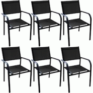 Fauteuil en aluminium Duca (Lot de 6) Graphite et noir Alizé - 3700866379889 Fauteuil en aluminium Duca (Lot de 6) Graphite et noir Alizé - 3700866379889