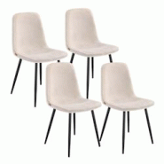 Helloshop26 - Chaises de salle à manger lot de 4 support métallique pieds réglables nettoyage facile chaises de cuisine tissu 12_0004983 - 30002227 Helloshop26 - Chaises de salle à manger lot de 4 support métallique pieds réglables nettoyage facile chaises de cuisine tissu 12_0004983 - 30002227
