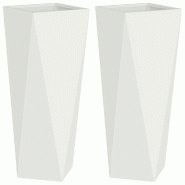 Helloshop26 - Lot de 2 jardinières modernes pour extérieur 30 x 30 x 75 cm avec design épuré en acier blanc 02_0053009 - blanc acier 3000237701319