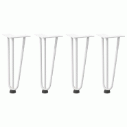 Helloshop26 - Lot de 4 pieds en épingle à cheveux pour table basse 30 x 12 x 12 cm avec patins réglables design moderne en acier 02_0056736 - acier