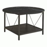Helloshop26 - Table basse console d'appoint diamètre 80x46 cm effet marbre noir 03_0010790 - 3000225412715