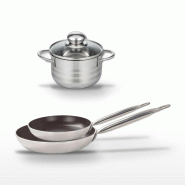 Lot 2 Poêles 28/32 cm & Faitout 16 cm Elo Bistro Line - noir 3176239985993