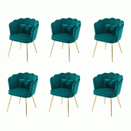 Merax 6x fauteuil rembourré à dossier pétale, coussin papillon, pieds métal doré, velours vert pétrole - vert multi-matériau WF532311AAQ-6 Merax 6x fauteuil rembourré à dossier pétale, coussin papillon, pieds métal doré, velours vert pétrole - vert multi-matériau WF532311AAQ-6