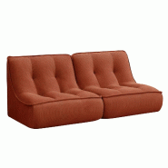 Oviala Business Lot de 2 fauteuils modulable en velours 160 x 90 x 70 cm terracotta - rouge polyester 115732