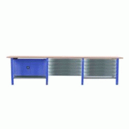PROREGAL Etabli BUFFALO WOOD avec 10x Tiroir + Armoire| HxLxP 86,5x300x75cm | Capacité de Charge 1000kg | Bleu - bleu métal PR_RS157-104 PROREGAL Etabli BUFFALO WOOD avec 10x Tiroir + Armoire| HxLxP 86,5x300x75cm | Capacité de Charge 1000kg | Bleu - bleu métal PR_RS157-104