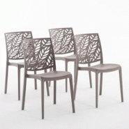 RATTATAN Set 4 Chaises en polypropylène avec fibre de verre empilables pour extérieur et jardin, bar et restaurant, cuisine moderne - DAFNE - Tourt RATTATAN Set 4 Chaises en polypropylène avec fibre de verre empilables pour extérieur et jardin, bar et restaurant, cuisine moderne - DAFNE - Tourt