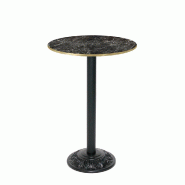 RestooTab - Mange-debout Versailles Ø50cm décor marbre noir chants couleur laiton - noir fonte TB-VRSFF-R50M-MB.NRBR-LAI