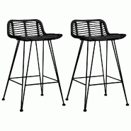 VidaXL Chaises De Bar Lot De 2 Noir Rotin - noir 285233