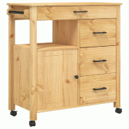 VidaXL Chariot de cuisine MONZA 84x40x88,5 cm bois massif de pin - Bois massif 376109