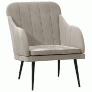 VidaXL Fauteuil Gris clair 63x76x80 cm Velours Modèle Vega Executive Confort - 351454