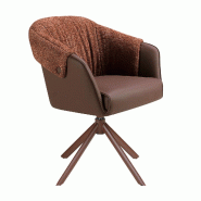 Angel Cerdá Chaise pivotante en similicuir marron cuivré et tissu marron chiné 4245C2 68 x 66 x 84 - marron textile 8435631045328 Angel Cerdá Chaise pivotante en similicuir marron cuivré et tissu marron chiné 4245C2 68 x 66 x 84 - marron textile 8435631045328