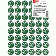 Apli Lot de 10 192 étiquettes adhésives avec taux de remise "-20%", diam. 24mm - 3270241017342