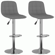 Décoshop26 - Lot de 2 tabourets de bar chaises hautes en tissu gris et acier DEC029687 - gris 3000257500619