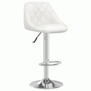Décoshop26 - Tabouret de bar x1 chaise haute avec coutures losange en PVC blanc et acier DEC029445 - blanc 3000257378027 Décoshop26 - Tabouret de bar x1 chaise haute avec coutures losange en PVC blanc et acier DEC029445 - blanc 3000257378027