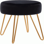 Décoshop26 - Tabouret en tissu velours noir pieds en métal doré 35x35x45 cm TABO09075 - métal 3000463669605