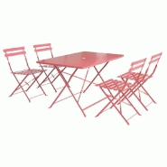 Ensemble de jardin pliant bistrot - 1 table + 4 chaises- terre cuite