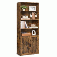 Helloshop26 - Bibliothèque étagère haute sur 6 niveaux avec porte meuble de rangement ouvert 24 x 318 x 175 cm pour salon bureau 12_0005284 - vert