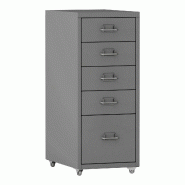 Helloshop26 - Caisson de bureau meuble de rangement pour documents dossiers fournitures de bureau à roulettes avec 5 tiroirs 69 x 28 03_0006329 - aci