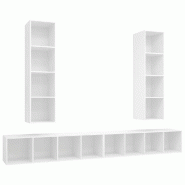 Helloshop26 - Lot de 4 meubles TV muraux pratiques modernes rangement 37 x 37 x 142,5 cm en bois d'ingénierie blanc 02_0055122 - blanc Bois massif 30