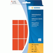 HERMA 480 étiquettes rouges multi-usage, format 20 x 50 mm (32 feuilles 11x17 / cdt) - 2412