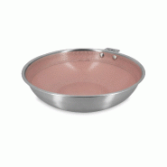 Menastyl - wok aglae 28cm en acier inoxydable rose - 3256391056349