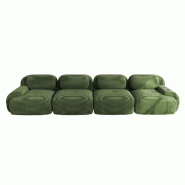 Merax canapé modulable en corde 4 places, canapé nuage sans cadre, près du sol avec assise profonde, doux et confortable, antidérapant, vert - ver