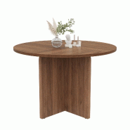 Merax table à manger ronde 120 cm, base croisée, pour 4-6 personnes, design scandinave, MDF, aspect noyer - Bois manufacturé N634P462149A