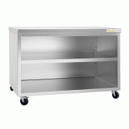 Meuble bas inox ouvert 1800x700 mm sur roulettes PREMIUM - GOLDINOX - gris inox 3701770812998
