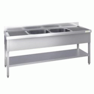 Plonge inox 2000x600mm avec 2 bacs au centre et égouttoir gauche et droite PREMIUM - GOLDINOX - inox 3701770816132 Plonge inox 2000x600mm avec 2 bacs au centre et égouttoir gauche et droite PREMIUM - GOLDINOX - inox 3701770816132