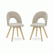 RATTATAN Lot de 2 chaises en tissu tissé avec structure en bois, élégantes et polyvalentes pour cuisine, salle à manger, restaurants – Margot/50