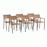 RATTATAN Lot de 6 chaises empilables en acier peint et polyrotin tressé, légères, élégantes, idéales pour jardin, terrasse, bar et restaurants P RATTATAN Lot de 6 chaises empilables en acier peint et polyrotin tressé, légères, élégantes, idéales pour jardin, terrasse, bar et restaurants P