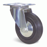 Roulette portroll et manuroll caoutchouc noir à platine pivotante 125mm - GUITEL HERVIEU - 601060 - 867318