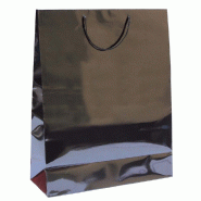 Sac luxe kraft noir anses cordon noir 40+15x50cm - par 100