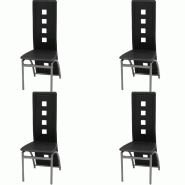 VidaXL Chaises à manger lot de 4 noir similicuir Modèle Vega Office Modern - 243645