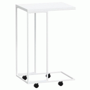 VidaXL Table d'appoint avec roues Blanc 40x30x63,5cm Bois d'ingénierie Modèle Opaline Moderne - 343099XL